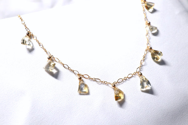 黃晶滿天星頸鏈|14K注金|金色