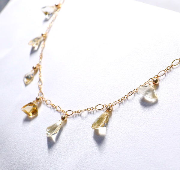 黃晶滿天星頸鏈|14K注金|金色