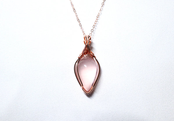 粉晶零棱項鏈|14K注金|玫瑰金色