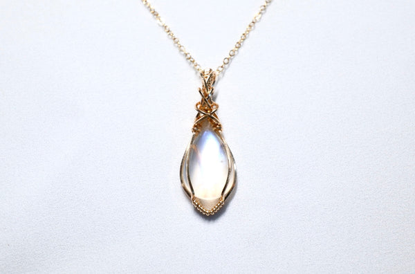 極品月亮石交織項鏈|14K注金|金色