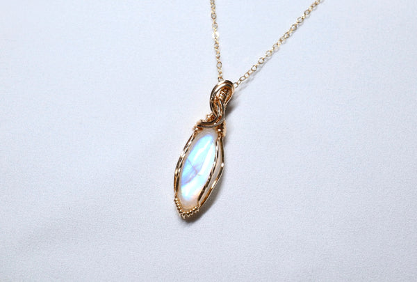 強光月亮石雙月項鏈|14K注金|金色