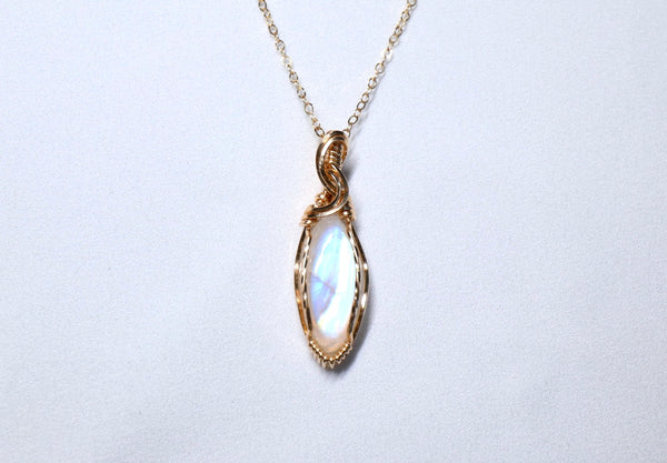 強光月亮石雙月項鏈|14K注金|金色