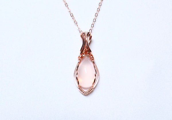 粉晶零棱項鏈|14K注金|玫瑰金色