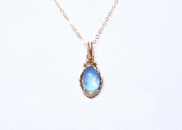 海藍寶花蕾項鏈|14K注金|金色