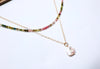 彩碧璽X異形珍珠點·綴雙鏈頸鏈|14K注金|金色
