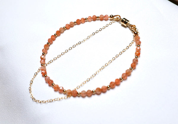 金太陽石點·綴雙鏈手鏈|14K注金|金色