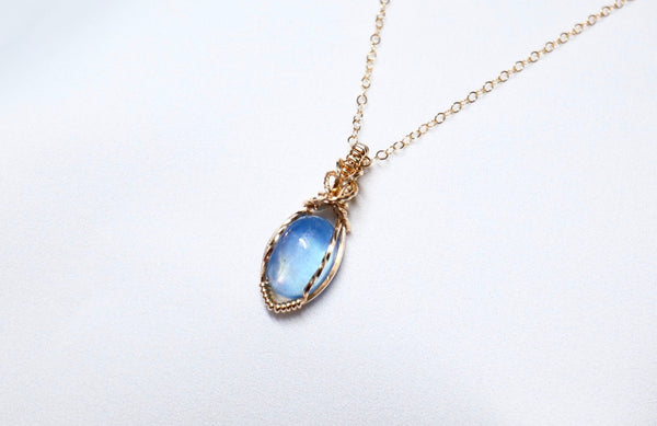 海藍寶交織水滴項鏈|14K注金|金色