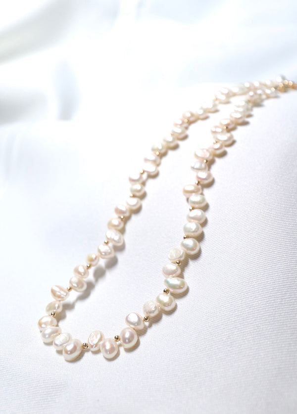 巴洛克Z珍珠點.綴頸鏈|14K注金|金色