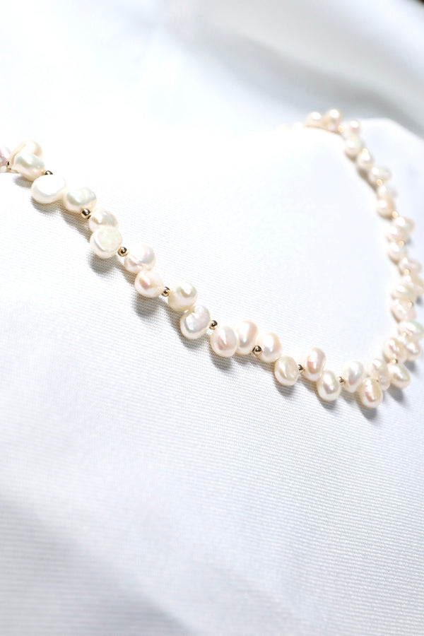 巴洛克Z珍珠點.綴頸鏈|14K注金|金色