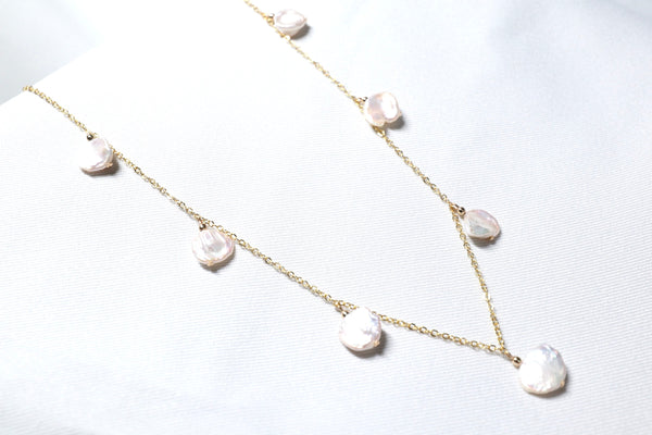 花瓣巴洛克珍珠頸鏈|14K注金|金色