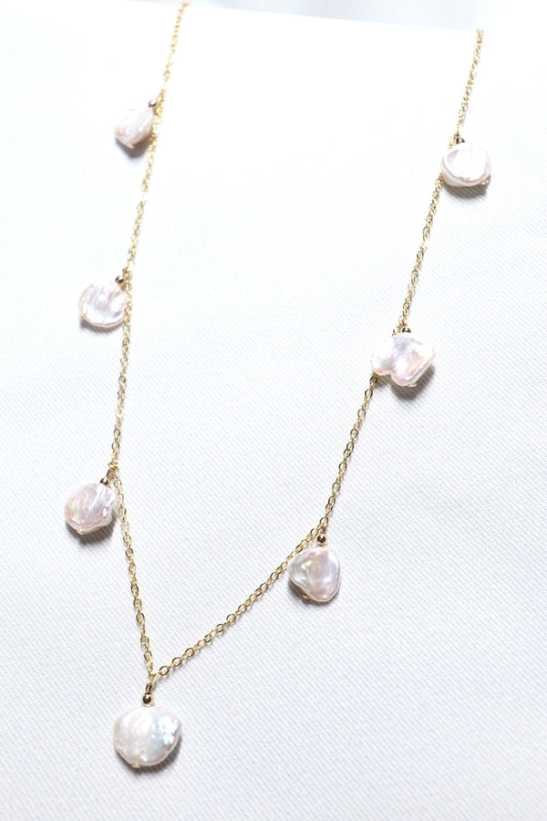 花瓣巴洛克珍珠頸鏈|14K注金|金色