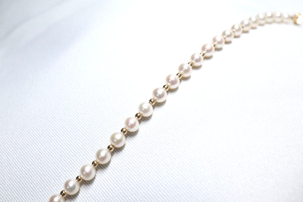 高品質點.綴珍珠手鏈|14K注金|金色