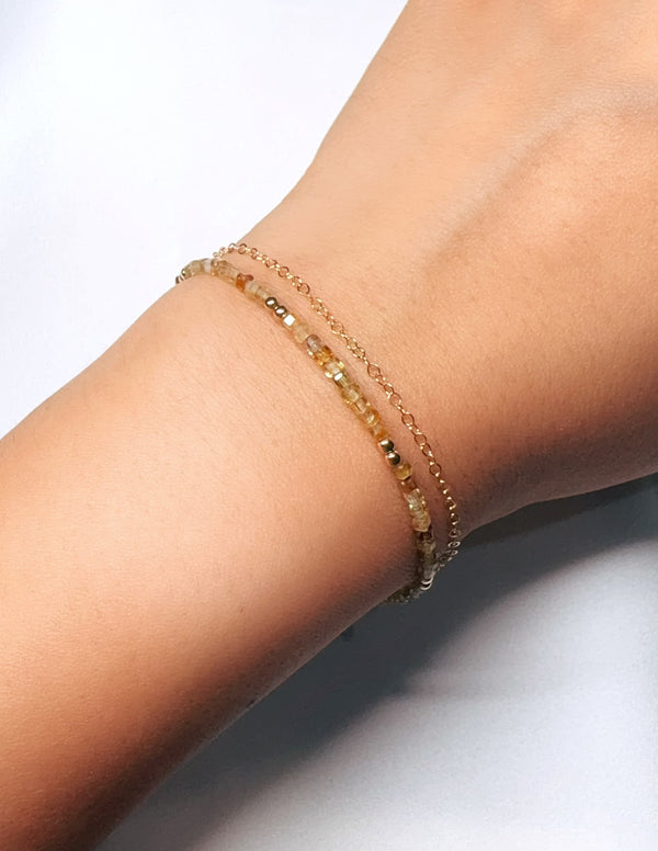 精選金調彩碧璽點.綴雙鏈手鏈|14K注金|金色