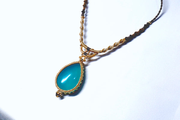 冰種天河石蠟線編織頸繩|啡色X卡其色