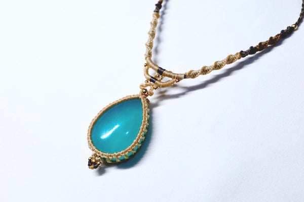 冰種天河石蠟線編織頸繩|啡色X卡其色