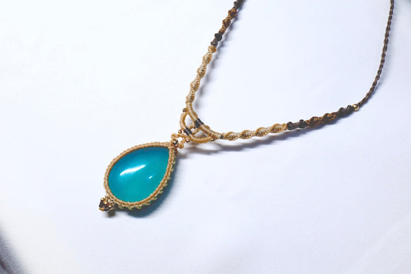 冰種天河石蠟線編織頸繩|啡色X卡其色