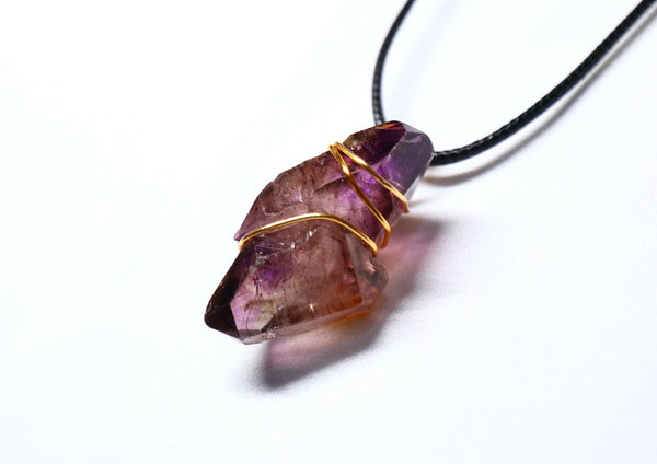 隨形超七紫髮晶頸繩|銅線︱黑繩