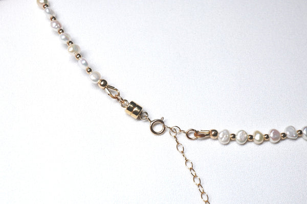 迷你巴洛克點.綴珍珠頸鏈|14K注金|金色