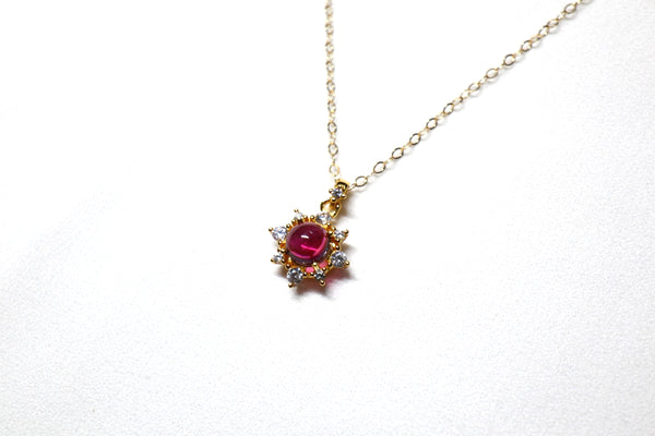 正圓小紫石榴石磁扣頸鏈|金色