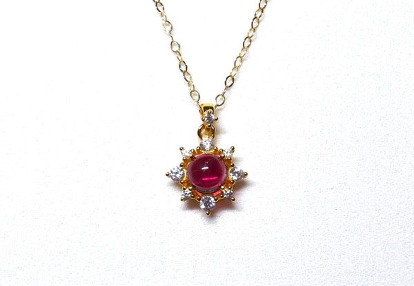 正圓小紫石榴石磁扣頸鏈|金色