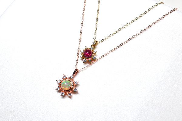 正圓澳寶蛋白石磁扣頸鏈|玫瑰金色