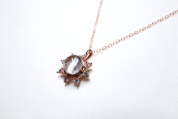 極品銀鈦晶項鏈|玫瑰金色