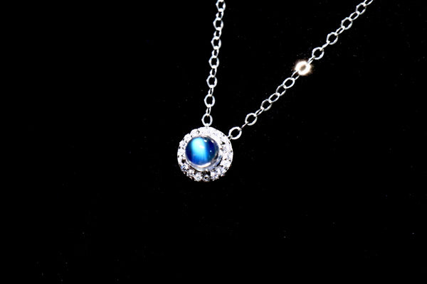 極品迷你月亮石磁扣頸鏈|925純銀