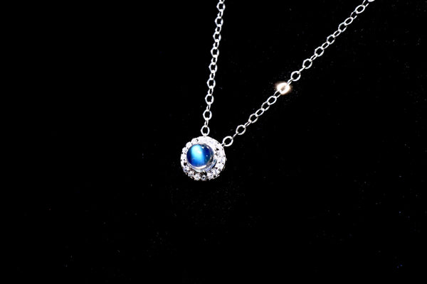 極品迷你月亮石磁扣頸鏈|925純銀