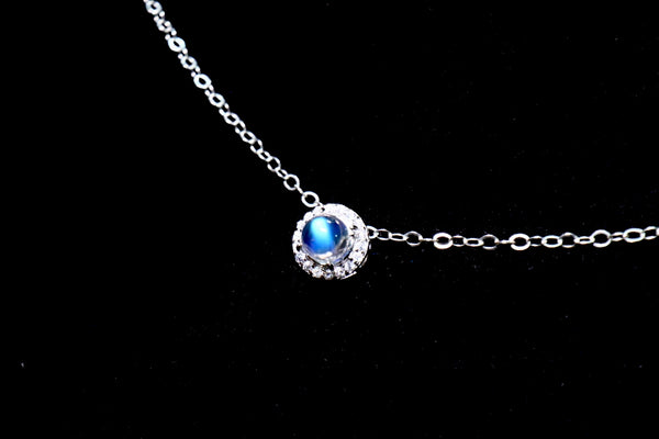 極品迷你月亮石磁扣頸鏈|925純銀