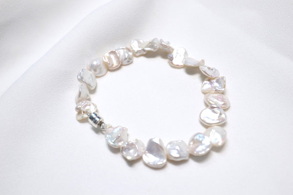 花瓣巴洛克珍珠磁扣手鏈|925純銀