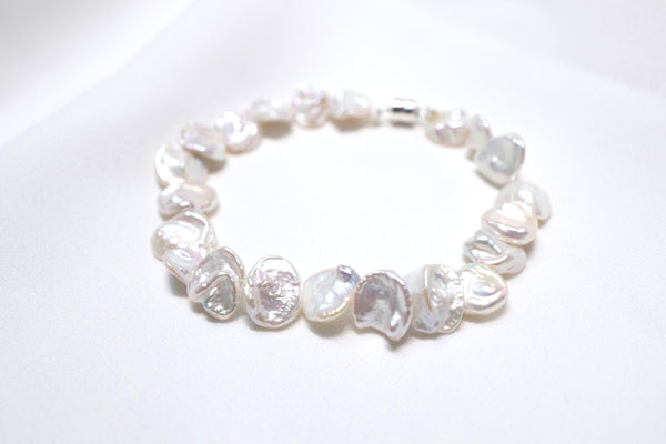 花瓣巴洛克珍珠磁扣手鏈|925純銀