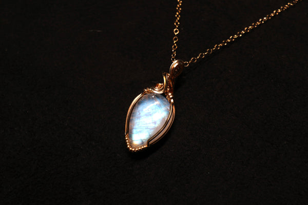 藍光月亮石藤蔓項鏈|14K注金|金色