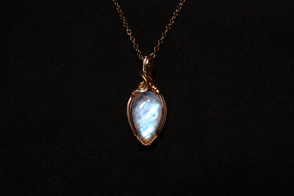 藍光月亮石藤蔓項鏈|14K注金|金色