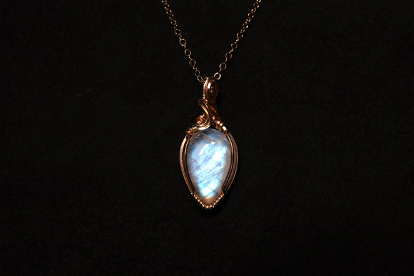 藍光月亮石藤蔓項鏈|14K注金|金色