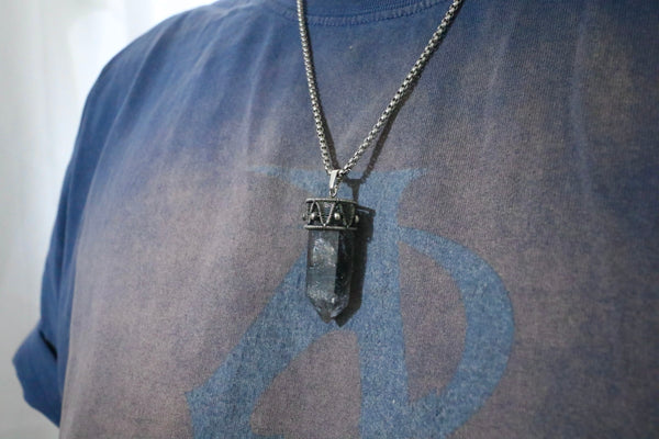 閃靈鑽手工編織頸鏈 |925純銀吊墜配鈦鋼粗鏈