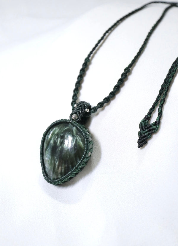 綠龍晶蠟線編織頸繩|軍綠色