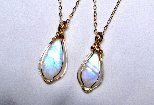 藍光月亮石紫牽項鏈|14K注金|金色