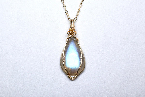 強藍光拉長石交織粗項鏈|14K注金|金色