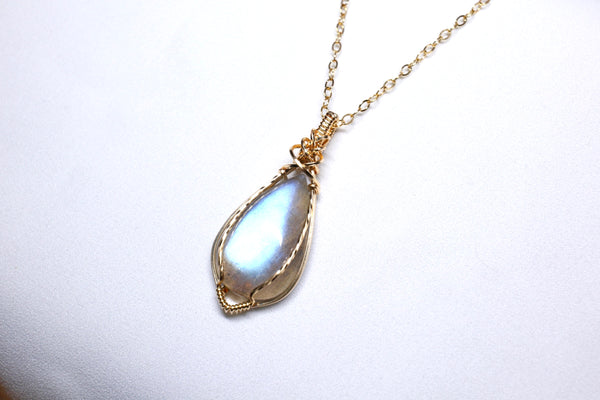 強藍光拉長石交織粗項鏈|14K注金|金色