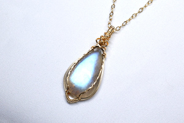 強藍光拉長石交織粗項鏈|14K注金|金色