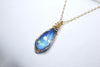 高品質透體海藍寶交織水滴項鏈|14K注金|金色