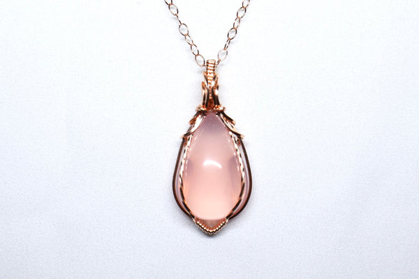 粉晶大水滴零棱磁扣粗頸鏈|14K注金|玫瑰金色