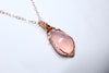 粉晶大水滴零棱磁扣粗頸鏈|14K注金|玫瑰金色