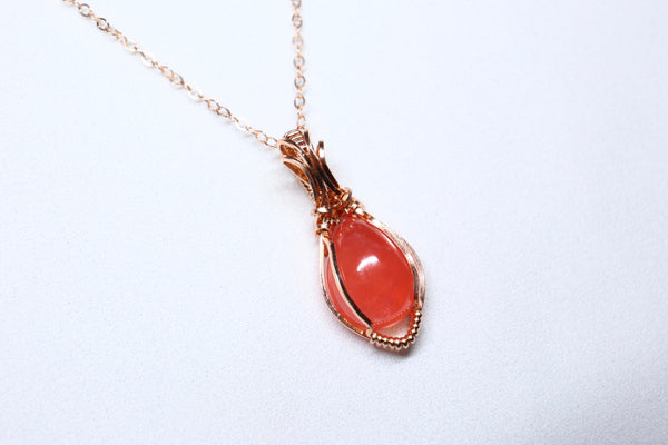 極品紅紋石零棱磁扣頸鏈|14K注金|玫瑰金