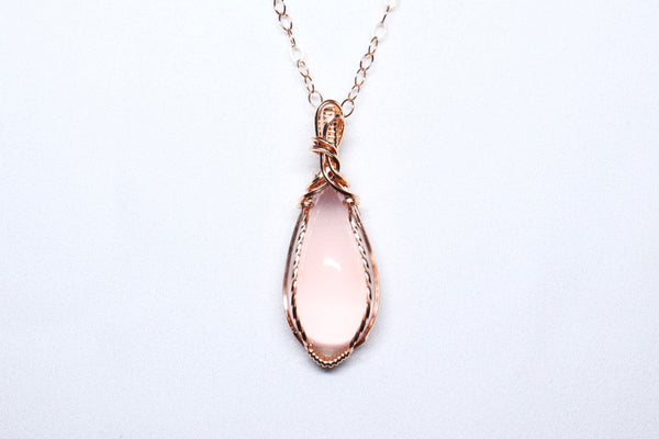 粉晶長水滴星雲磁扣粗頸鏈|14K注金|玫瑰金色