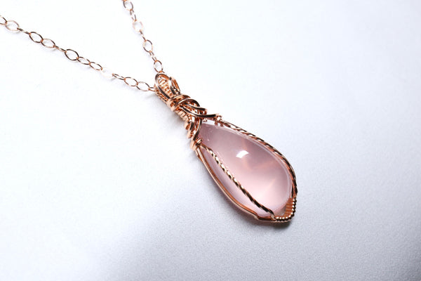 粉晶長水滴星雲磁扣粗頸鏈|14K注金|玫瑰金色