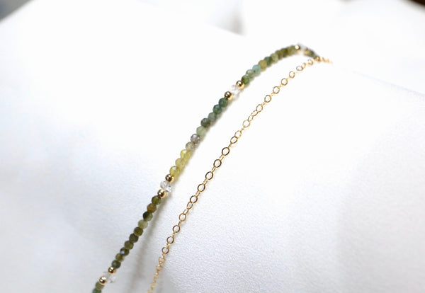 精選冷調彩碧璽x閃靈鑽點·綴雙鏈手鏈|14K注金|金色