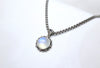藍光月亮石銀太陽頸鏈 |925純銀吊墜配鈦鋼粗鏈