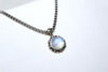 藍光月亮石銀太陽頸鏈 |925純銀吊墜配鈦鋼粗鏈