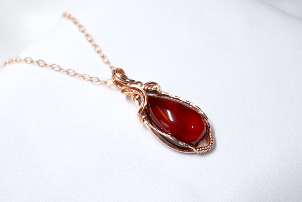 石榴石藤蔓粗項鏈|14K注金|玫瑰金色